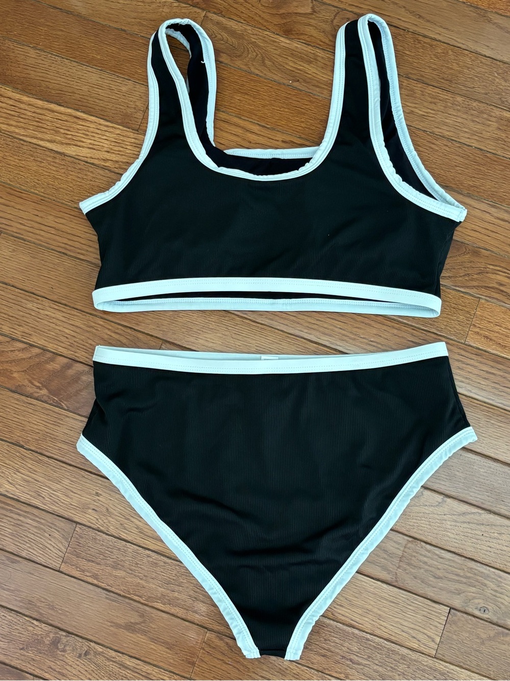 Black and White Two-Piece High-Waisted Bikini, Unbranded, Size XL, NWOT - Picture 4 of 4